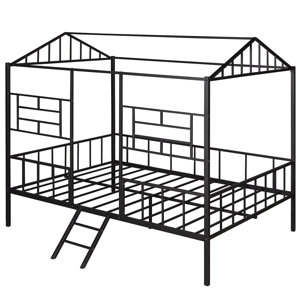 Full Size Metal House Bed Frame with Slatted Support C736069
