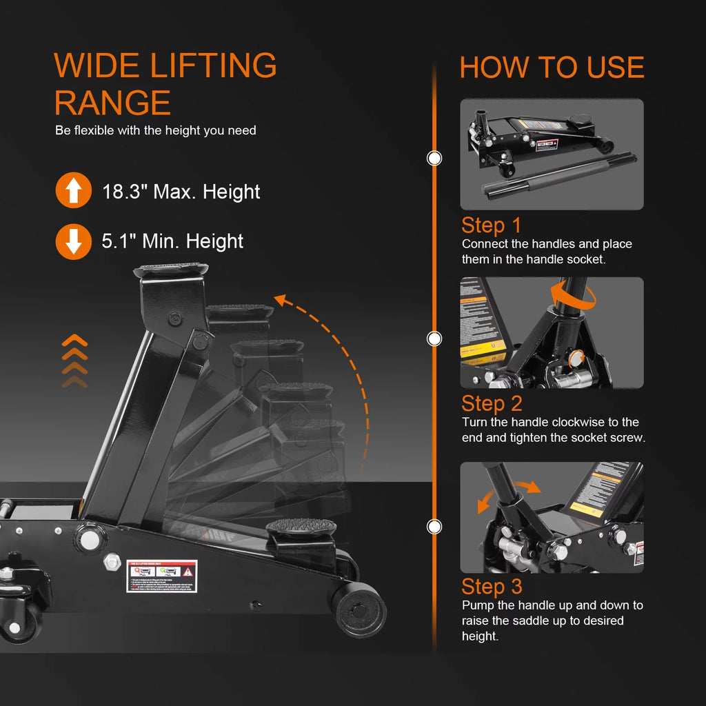 3 Ton Hydraulic Heavy Duty Steel Floor Jack Z880978