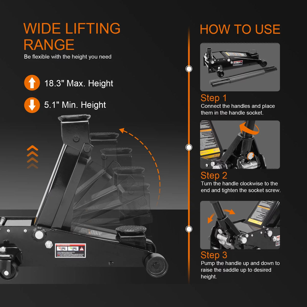 3 Ton Hydraulic Heavy Duty Steel Floor Jack Z880978