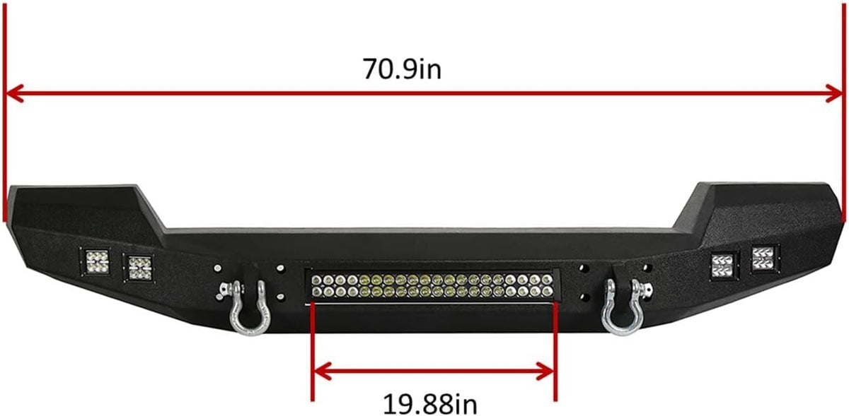 Front Bumper & Rear Bumper Combo with Spare Tire Carrier & 120W LED Light Bar N3527
