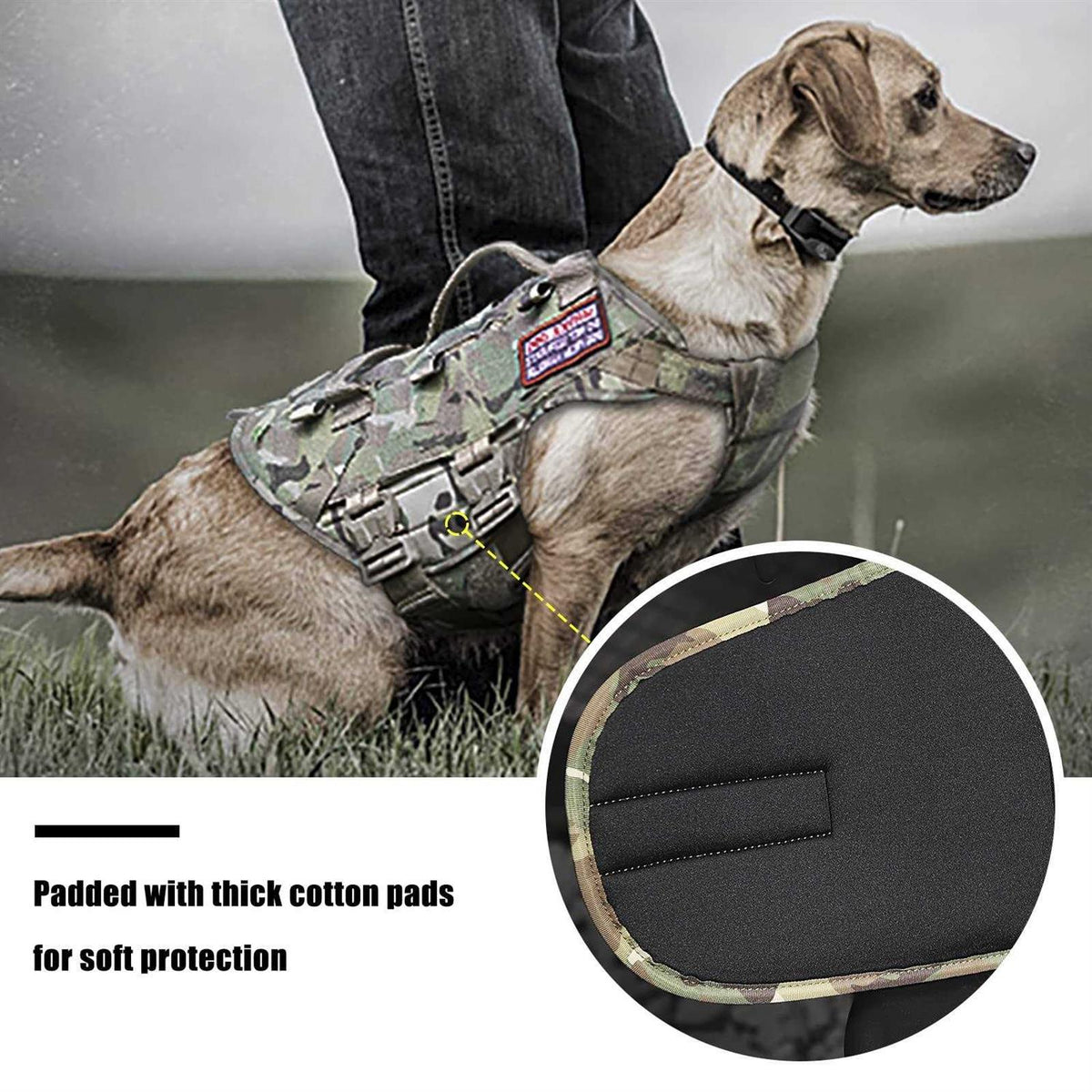 Tactical Dog Harness Adjustable Padded MOLLE Vest G1299