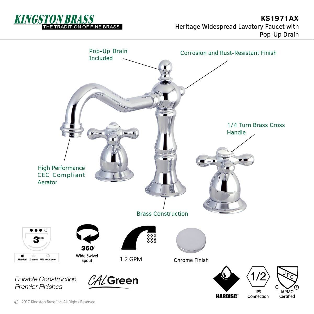 Brushed Brass Widespread Bathroom Faucet H426