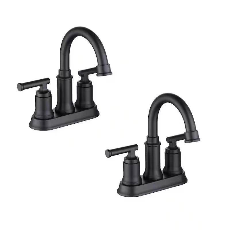 4 in. Centerset Double-Handle High-Arc Bathroom Faucet Matte Black 2-Pack U23627