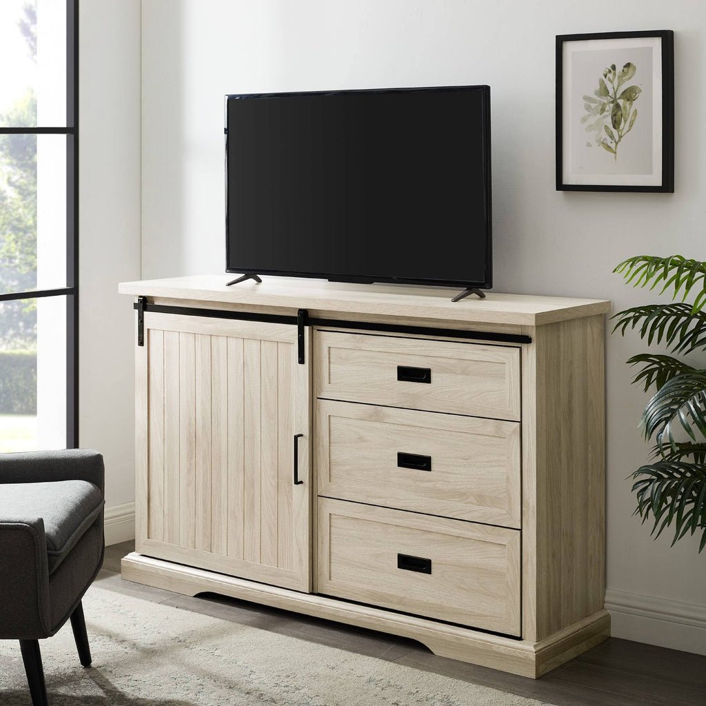 Farmhouse Sliding Door Sideboard with 3 Drawers Birch U84722