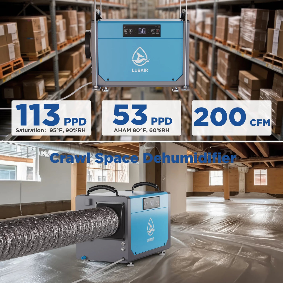 113 Pints Commercial Dehumidifier with Drain Hose Y526