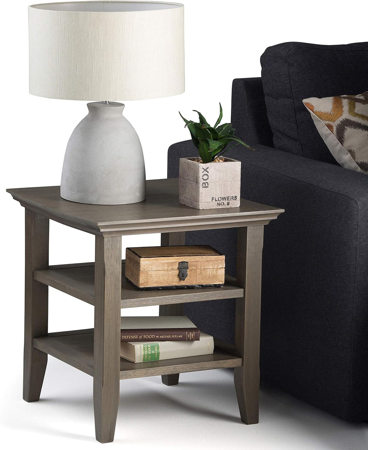 Distressed Grey End Table C3627