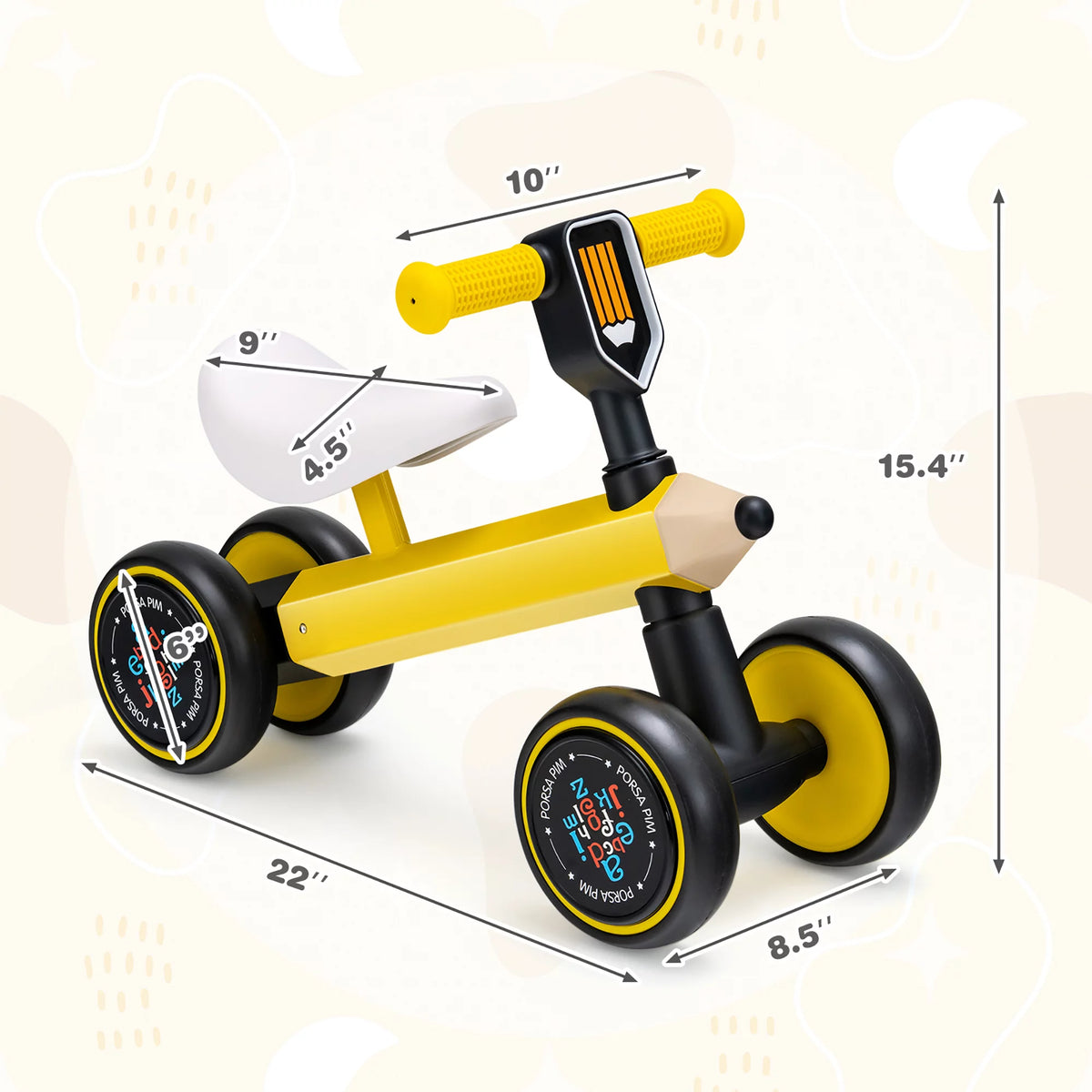 Baby Balance Bike No Pedal Yellow P98608