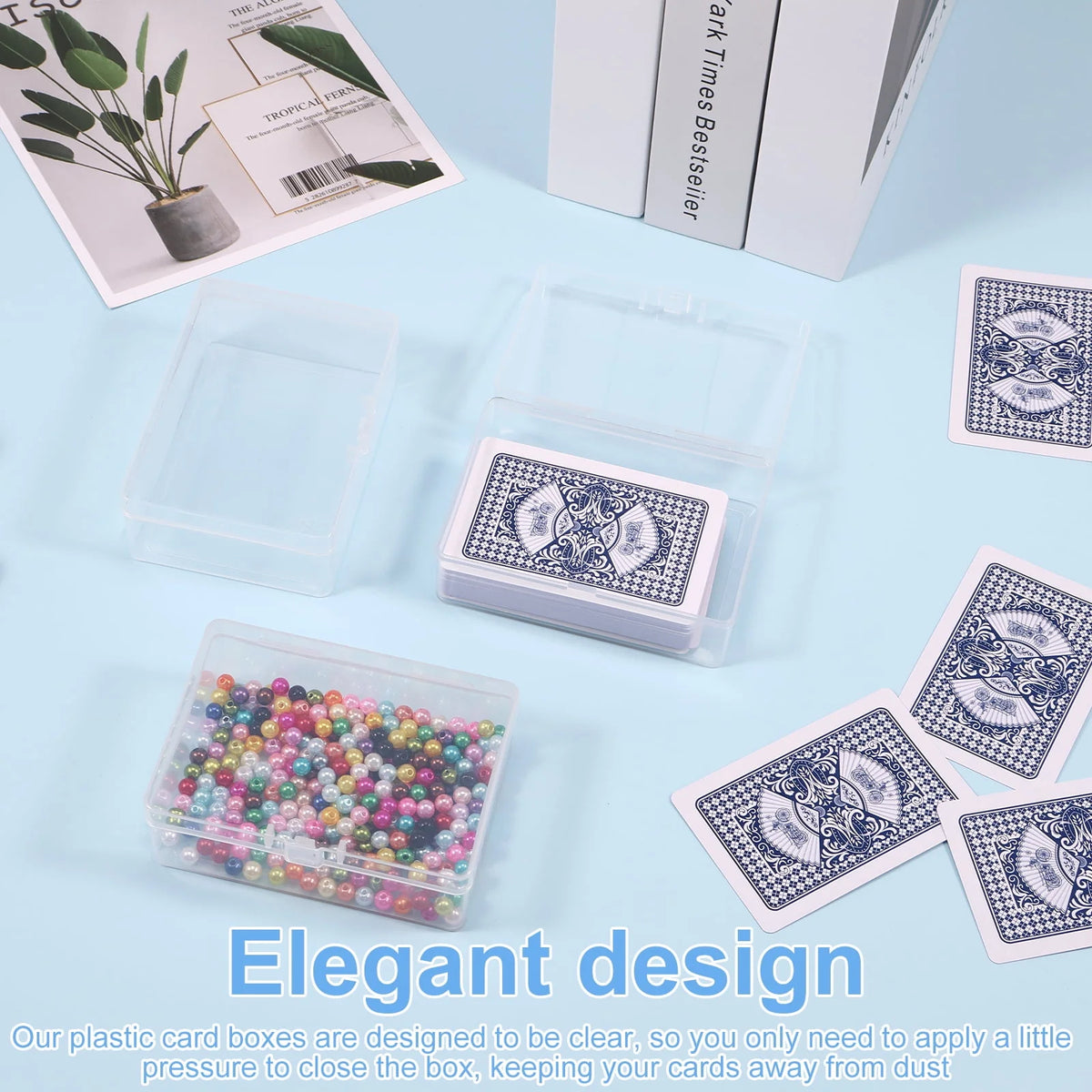 12 Pcs Clear Plastic Trading Card Storage Box with Lid F71272