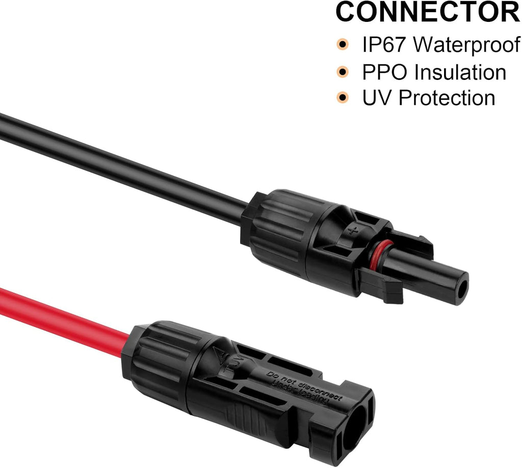 6FT 10AWG Solar Extension Cable with Female and Male Connector R550