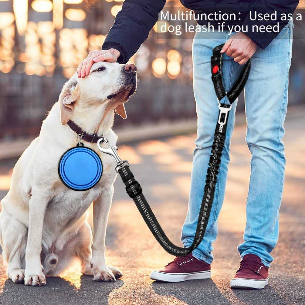 3 Piece Set Dog Car Seat Belt Headrest Restraint Adjustable with Elastic Bungee Buffer S562958