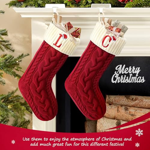 Large Embroidered Knit Christmas Stocking with Hook X953470