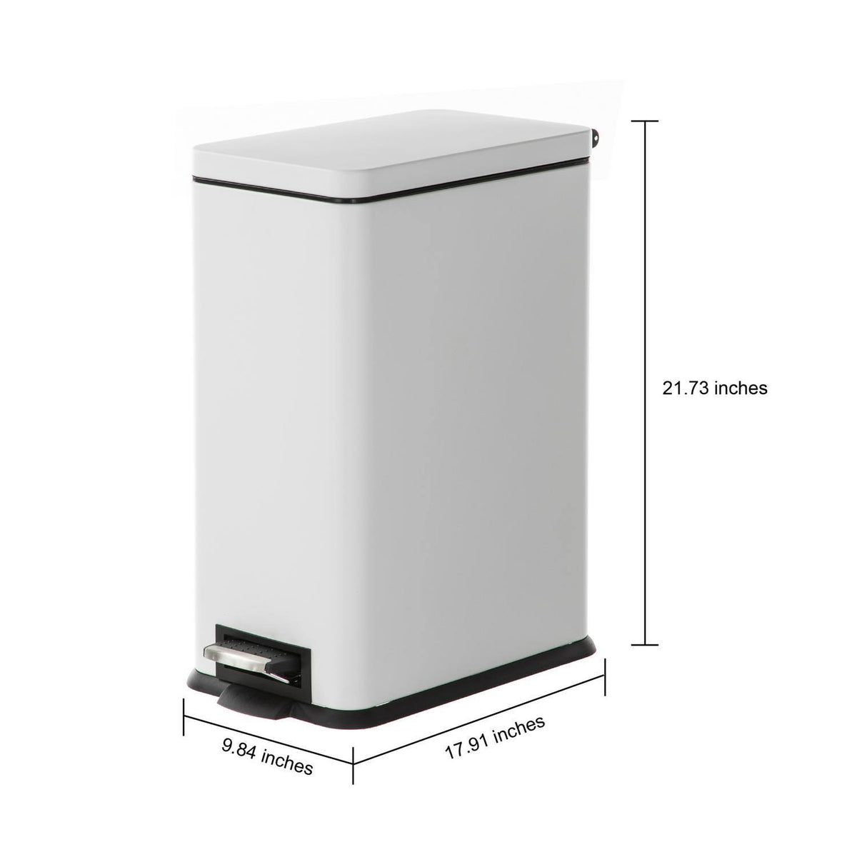 Rectangle Pedal Bin Trash Can, 30 LITER / 7.9 Gallon, Matte White K534
