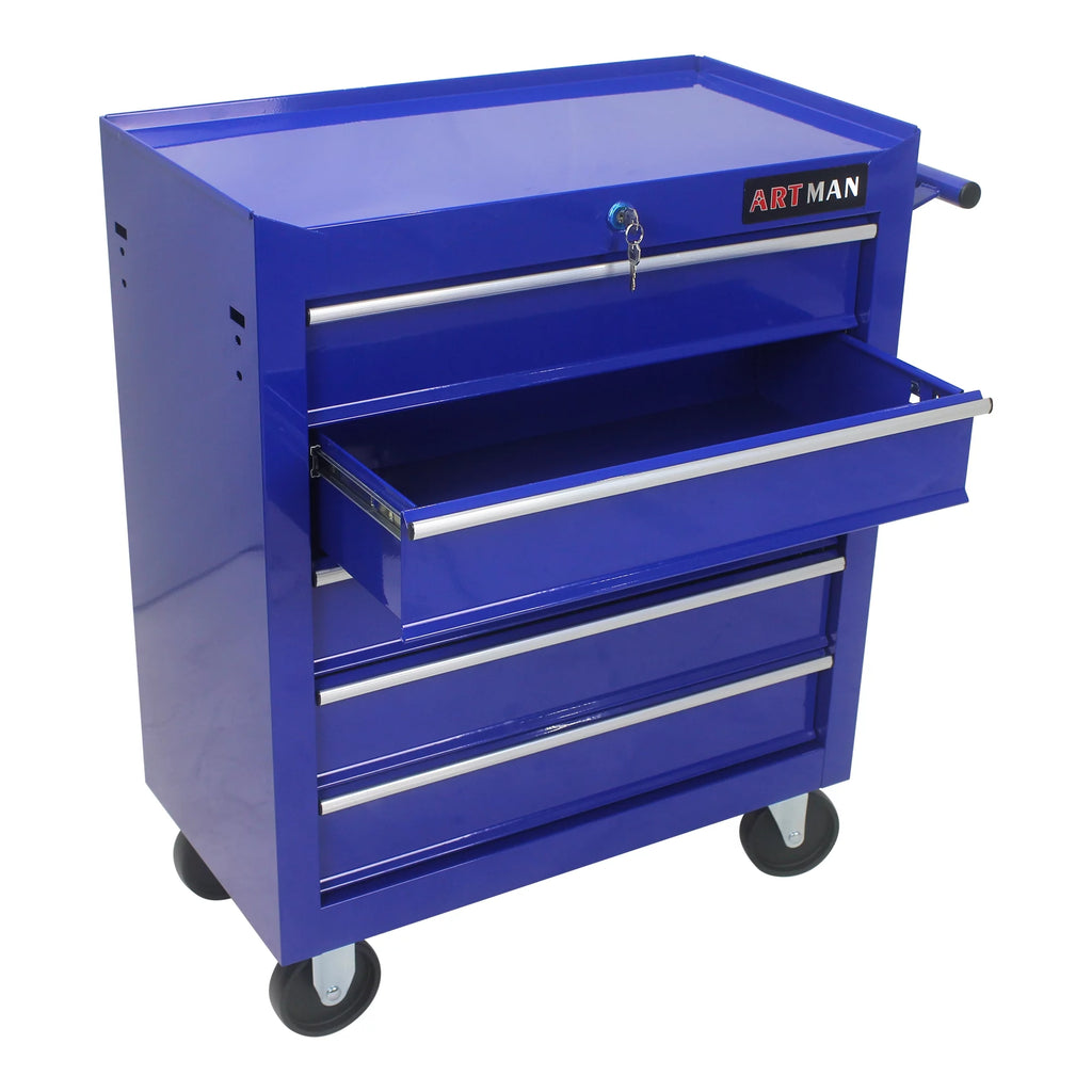 Blue 5 Drawers Rolling Tool Chest Cabinet with Wheels U731