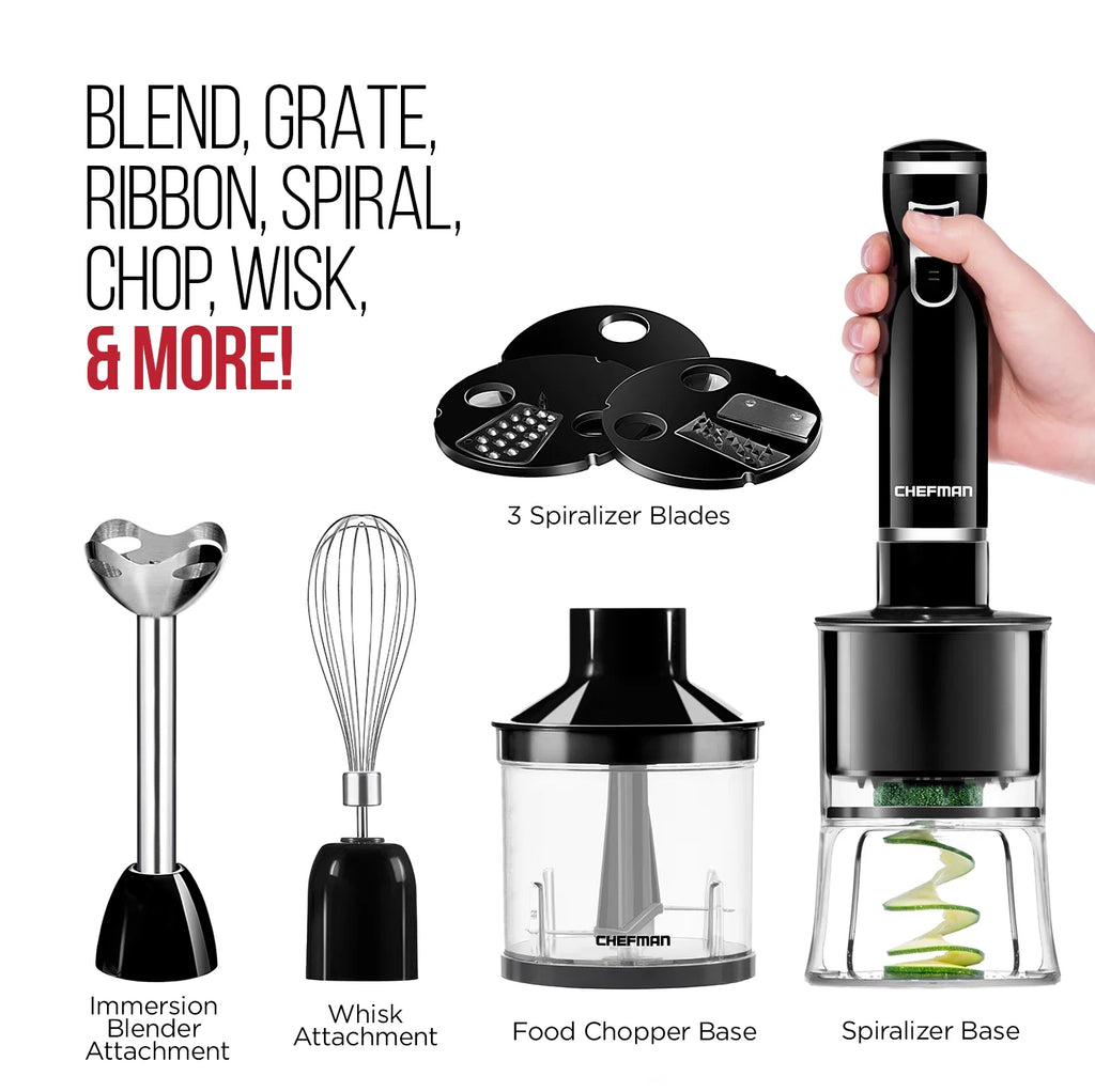 6-in-1 Electric Spiralizer & Immersion Blender, Black O4293