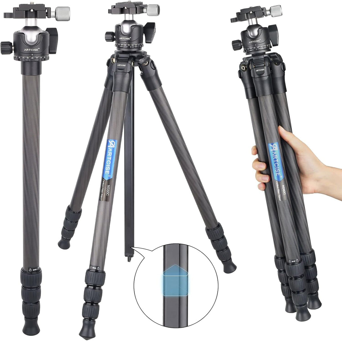 Compact Travel Camera Tripod with Ball Head and Carry Bag F878271