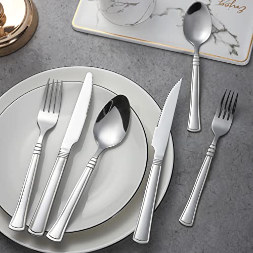 24-Piece Stainless Steel Flatware Set with Steak Knives Service for 4 Y59553
