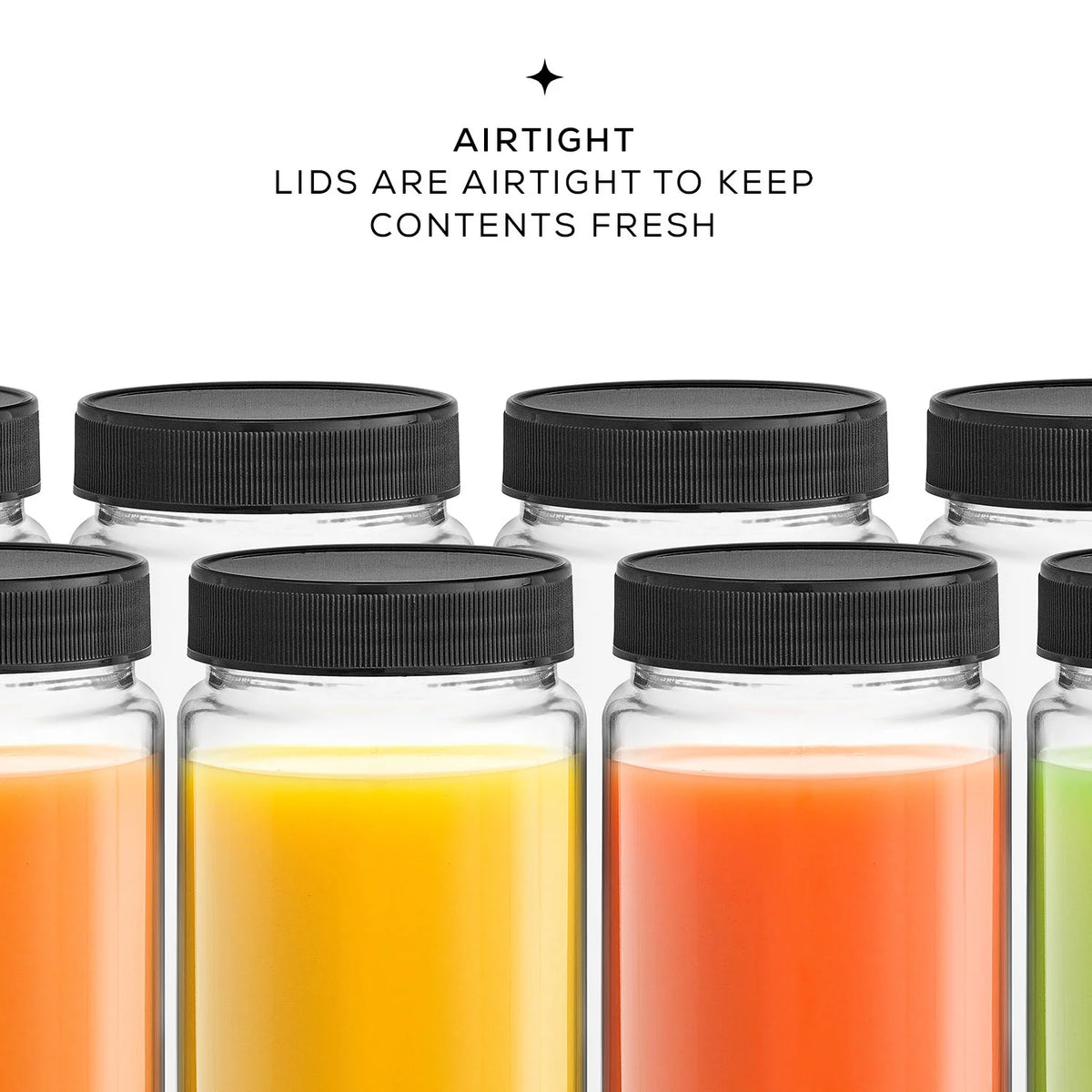 Set of 8 Glass Juice Bottles with BPA Free Lids M9257