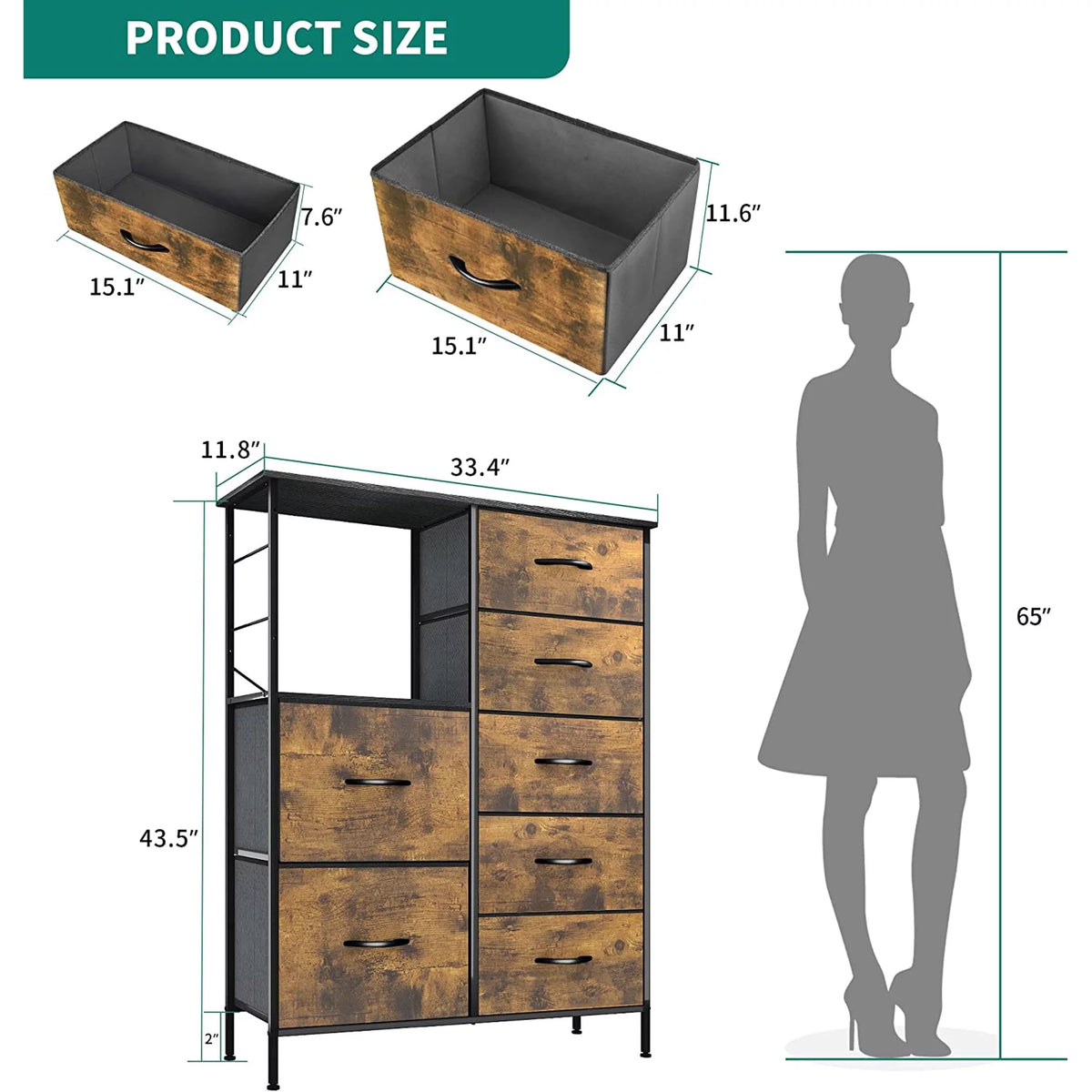 Tall 10 Drawer Fabric Storage Tower Dresser Q2758