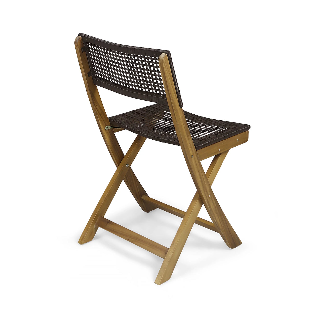 Acacia Wood Foldable Bistro Chairs with Wicker Seating Set of 2 F317207