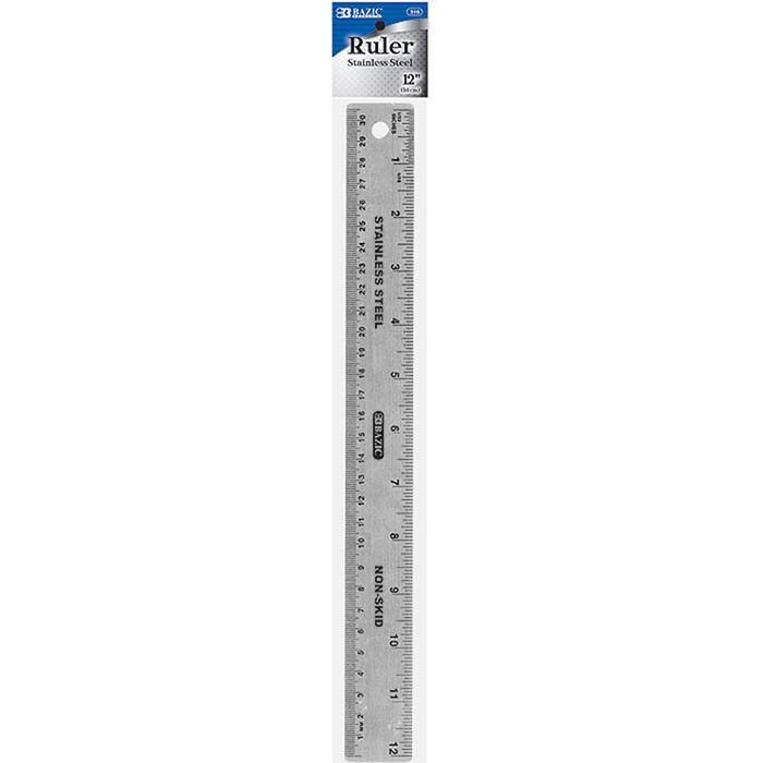 12x22 Stainless Steel Ruler with Non Skid Back Pack of 24 I930886