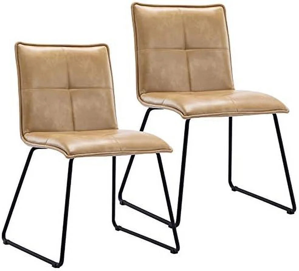 Faux Leather Dining Chairs Set of 2 with Metal Legs H335