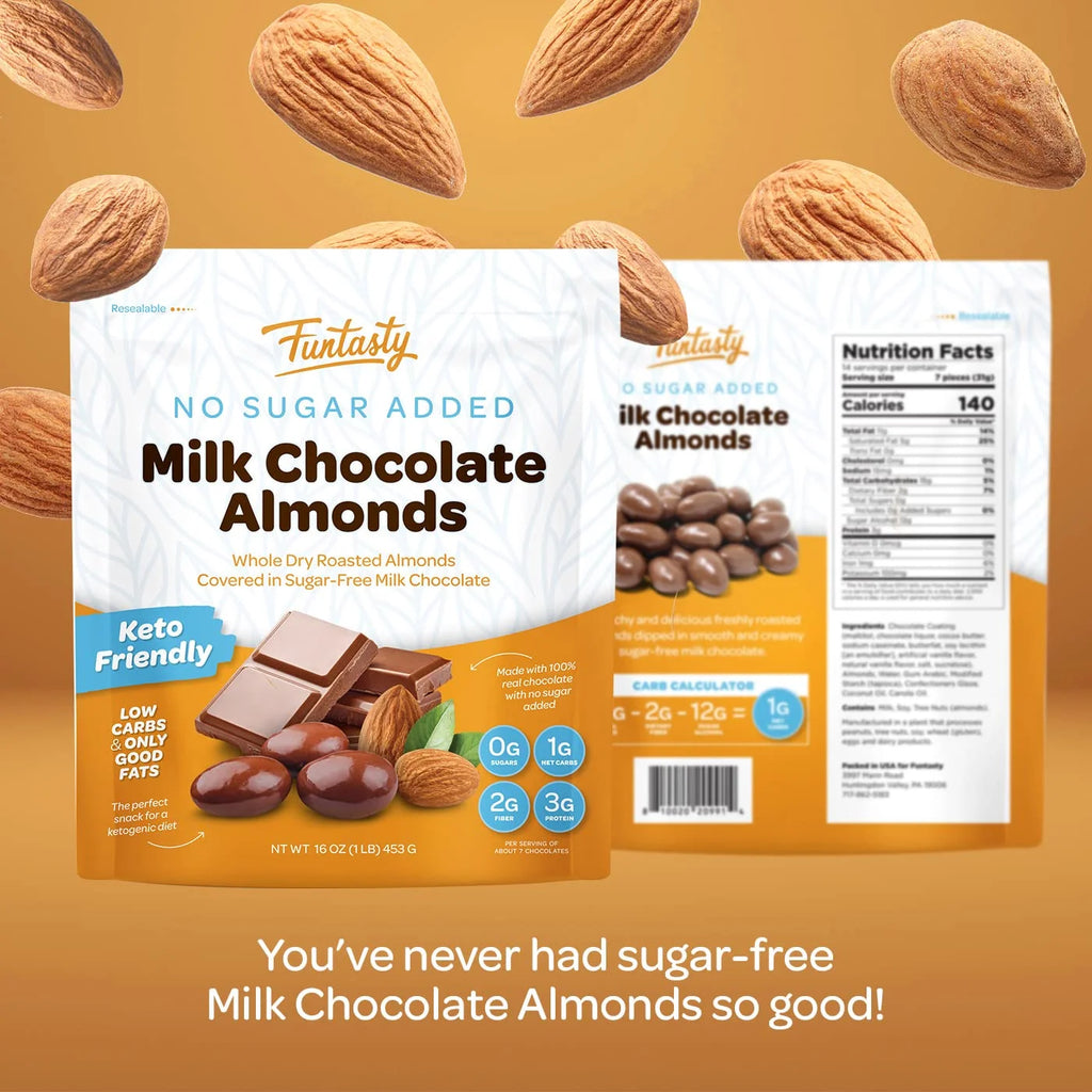 Sugar Free Milk Chocolate Covered Almonds 1 Pound Pack Z956
