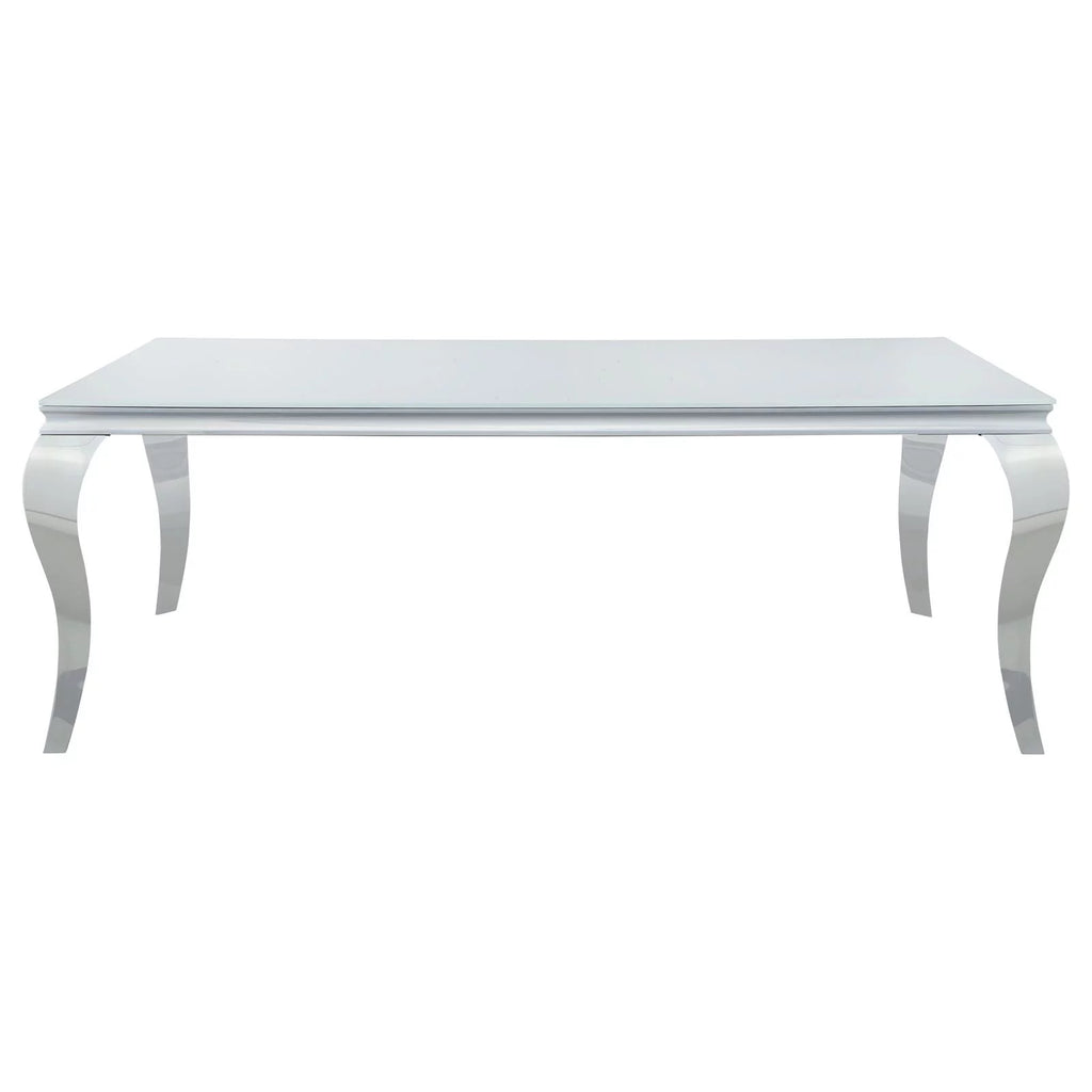 Rectangular Glass Top Dining Table White and Chrome I2643
