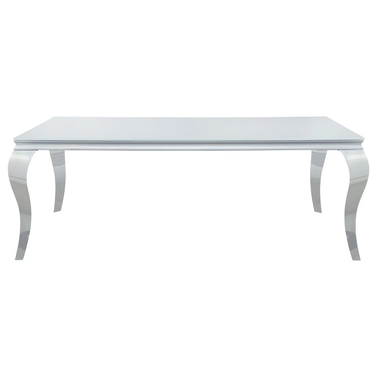 Rectangular Glass Top Dining Table White and Chrome I2643