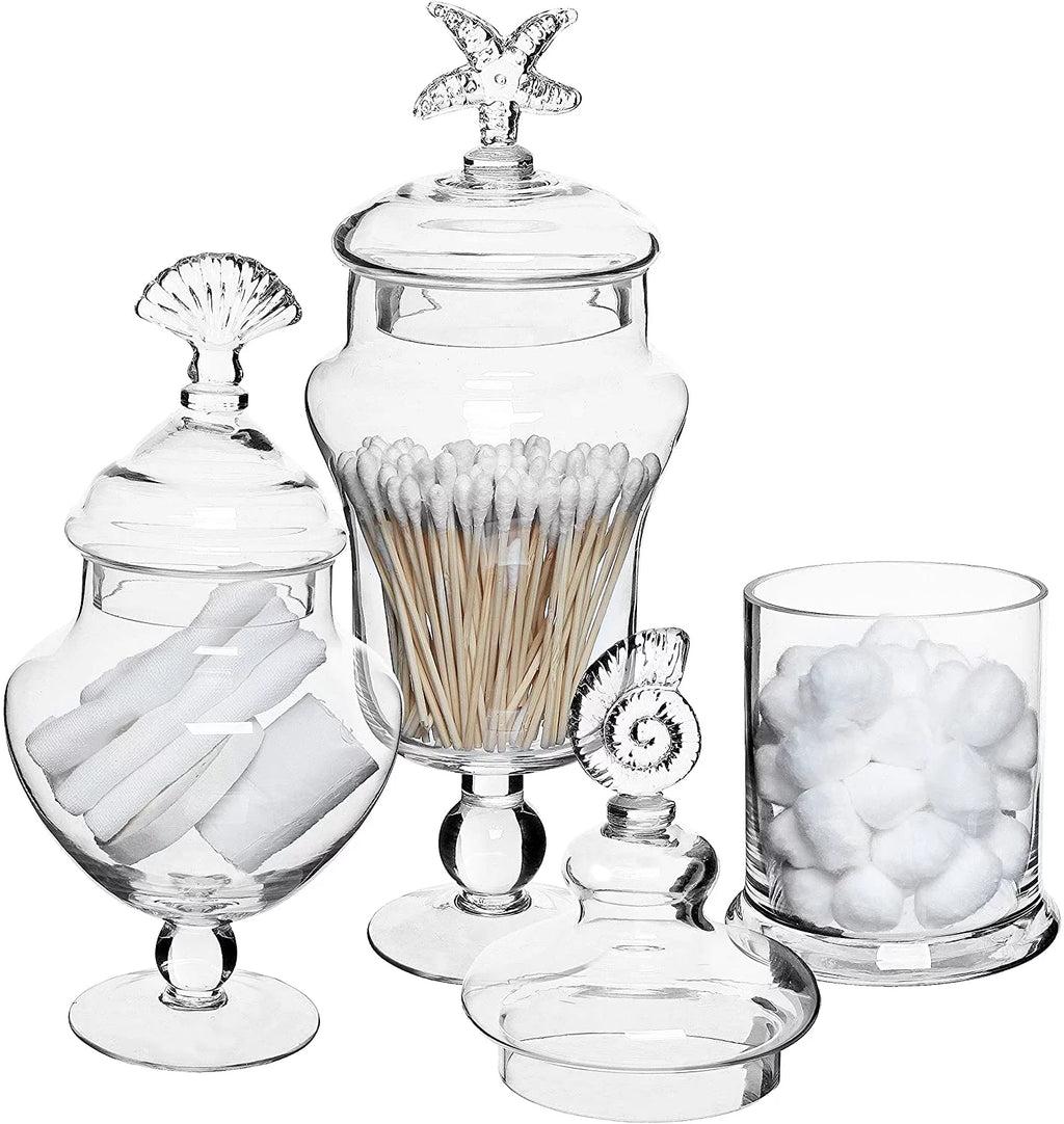 Clear Glass Set of 3 Apothecary Jars D35791