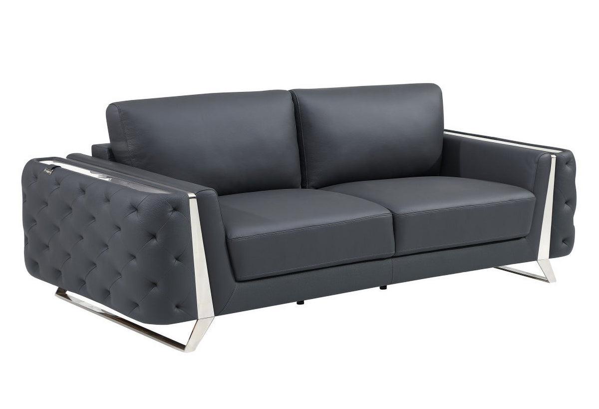 Genuine Leather Dark Gray 3 Piece Seating Set M848351
