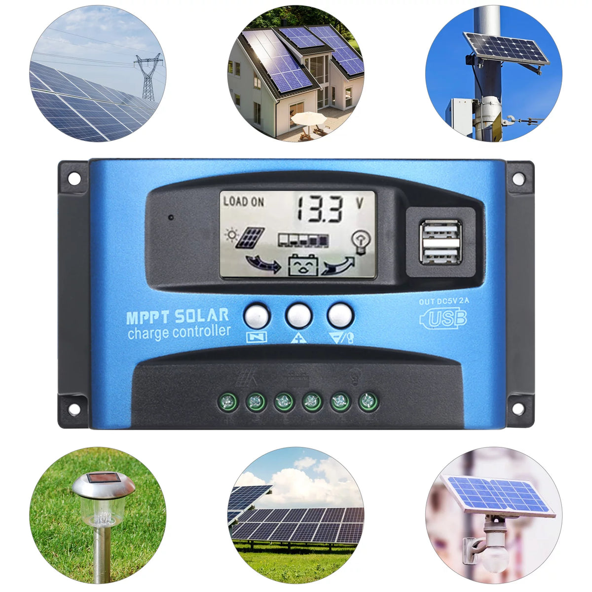 100A MPPT Solar Charge Controller with Dual USB U282