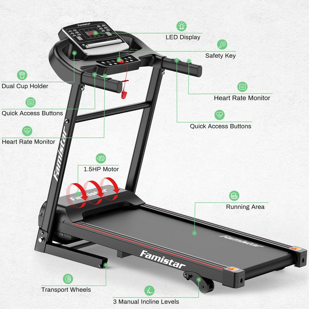 Folding Electric Treadmill with 2.5HP 3 Manual Incline E22360
