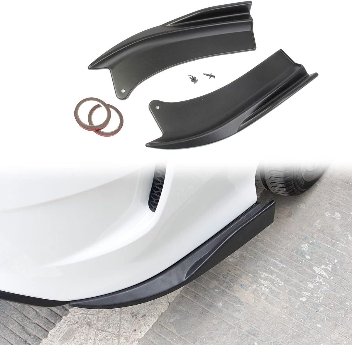 Matt Black Rear Bumper Lip Splitter Protector Pack of 2 L7962