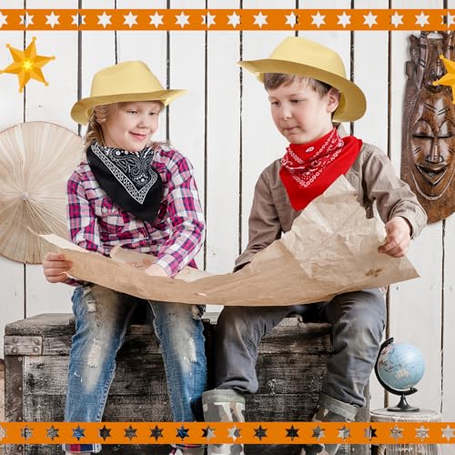 24 Pieces Felt Cowboy Hat Set with Paisley Bandanas V329
