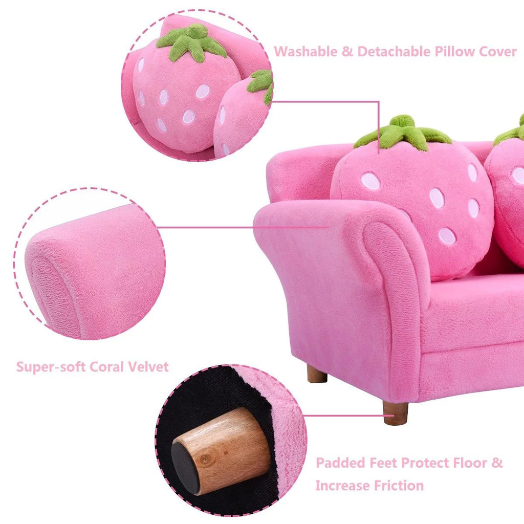 Kids Sofa Armrest Chair with 2 Pillow Pink G69684