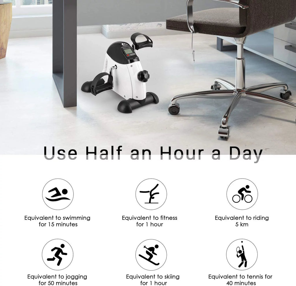 White Portable Mini Exercise Bike with LCD Screen O461657