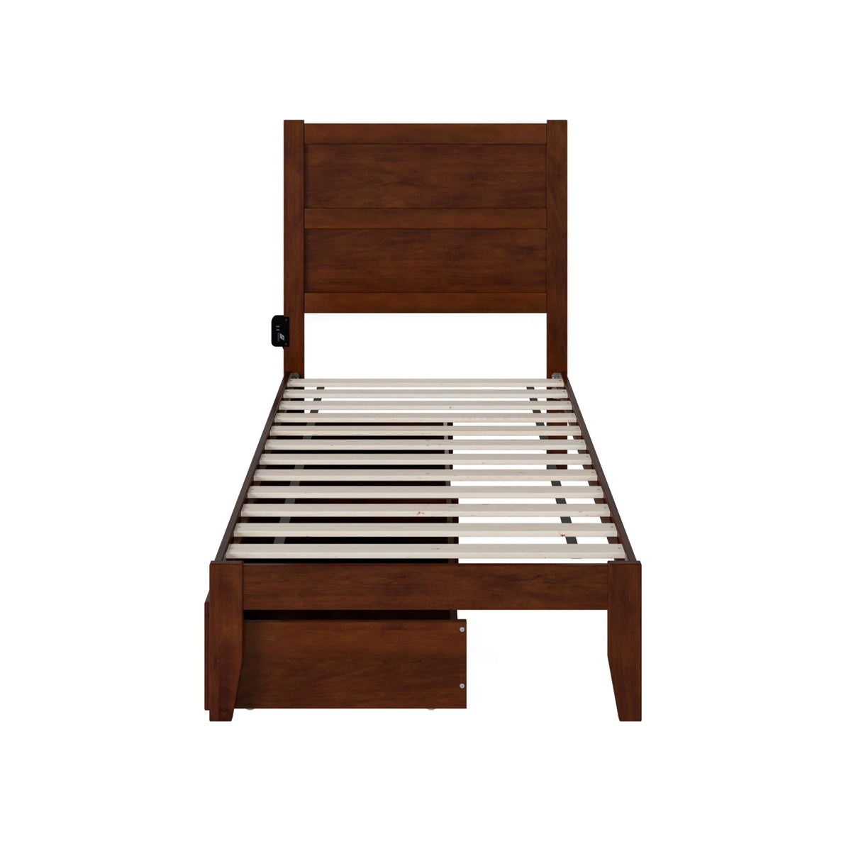 Solid Wood Twin Bed with 2 Storage Drawers P8210