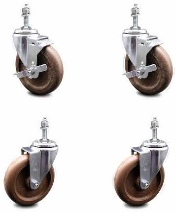 5 inch High Temp Glass Filled Nylon Threaded Stem Caster Set F46035