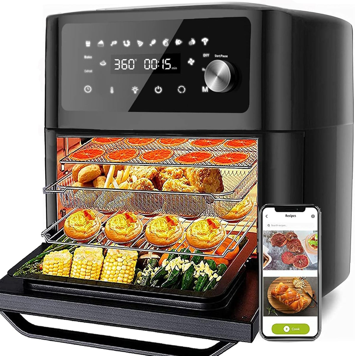 Air Fryer Toaster Oven Combo with Rotisserie and Dehydrator U866462