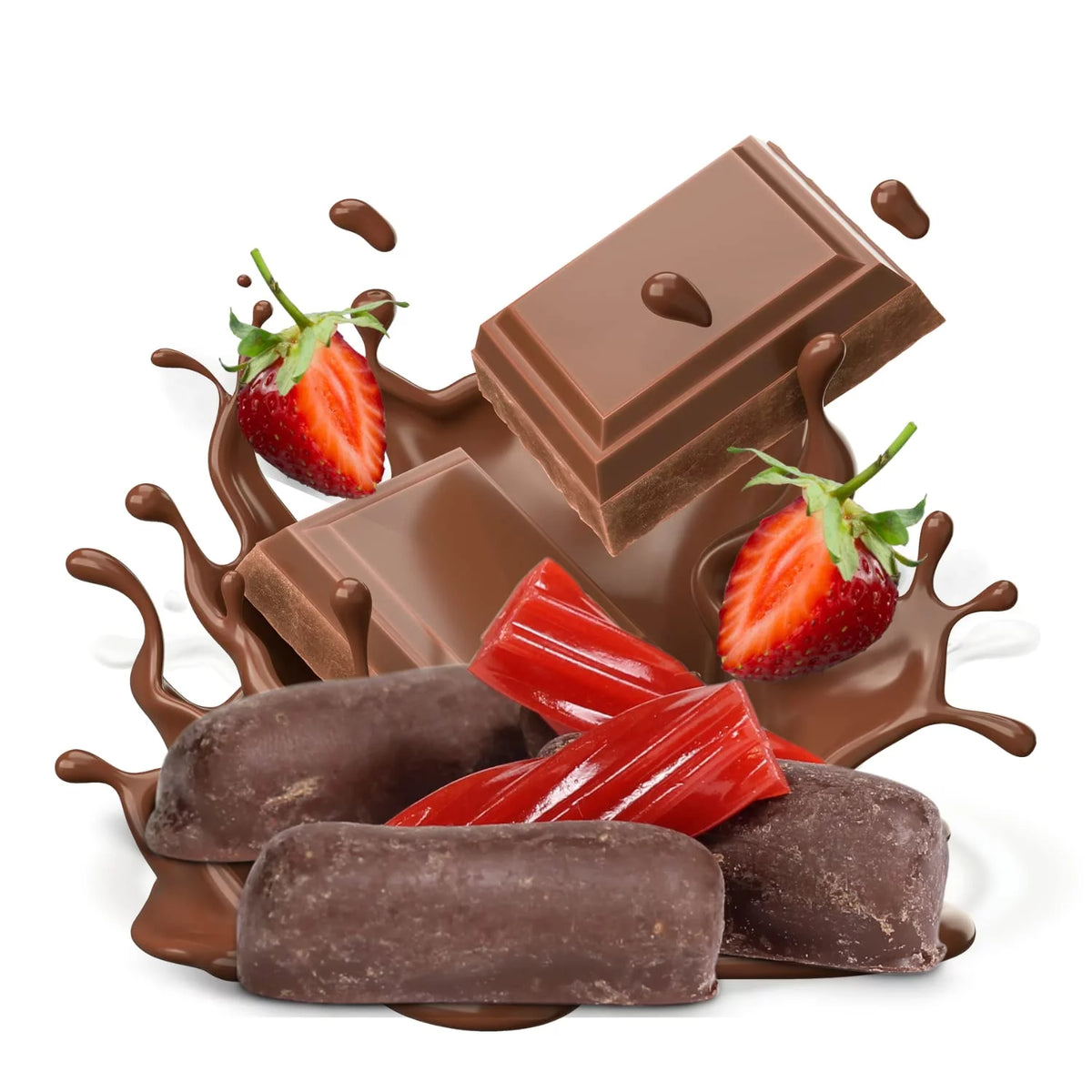 2 Lbs Bag Dark Chocolate Coated Strawberry Licorice Bits R2173