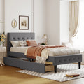 Twin Size Upholstered Platform Bed with 2 Storage Drawers O8852