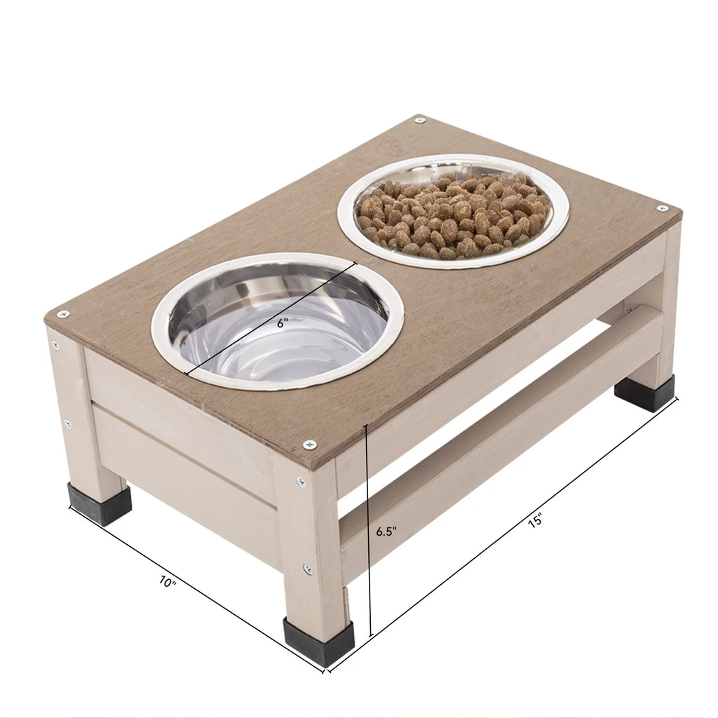 Outdoor Wood Dog House with Feeding Station and Storage Box Z89891
