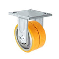 4 x 2 Dual Wheel Rigid Fixed Caster, Polyurethane on Aluminum, 1,000 lbs Per Caster N11748