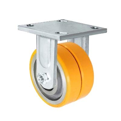4 x 2 Dual Wheel Rigid Fixed Caster, Polyurethane on Aluminum, 1,000 lbs Per Caster N11748