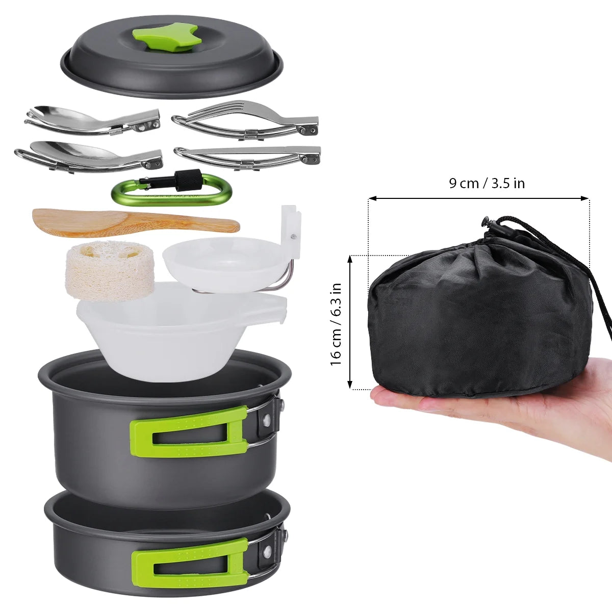 15Pcs Non-Stick Camping Cookware Set I7735