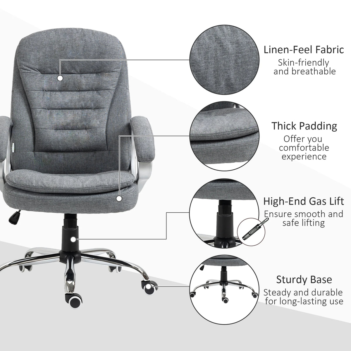 Grey Executive Chair with Adjustable Height A9329