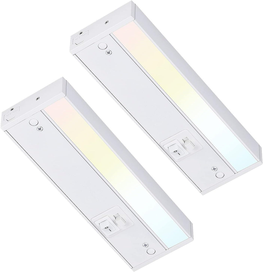 LED Under Cabinet Light, 12 Inch, 8W, Dimmable, Linkable, 3 Color Selectable, White Finish, Pack of 2 K777783