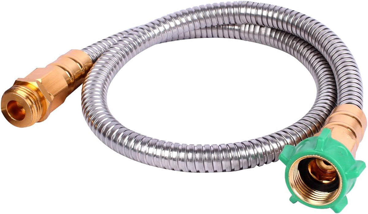 Metal Garden Hose 100 Ft Flexible Stainless Steel Water Hose with High Pressure Nozzle, Pack of 2 E187858