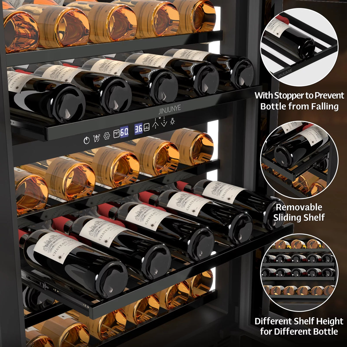 24" 56 Bottle Dual Zone Wine Cooler Refrigerator Q1843