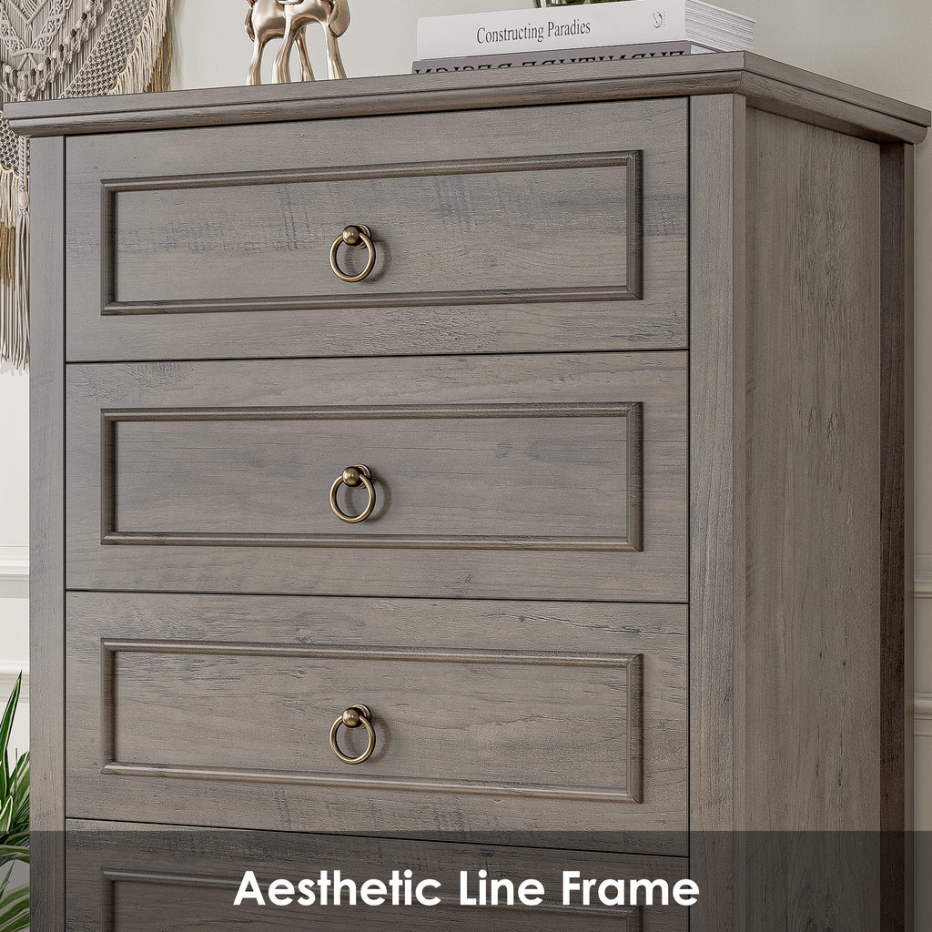 White 6 Drawer Tall Wood Dresser F8296